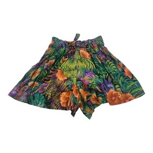 By Choice Tropical Rayon Shorts Size Large | Elastic Waist Floral Jungle Print